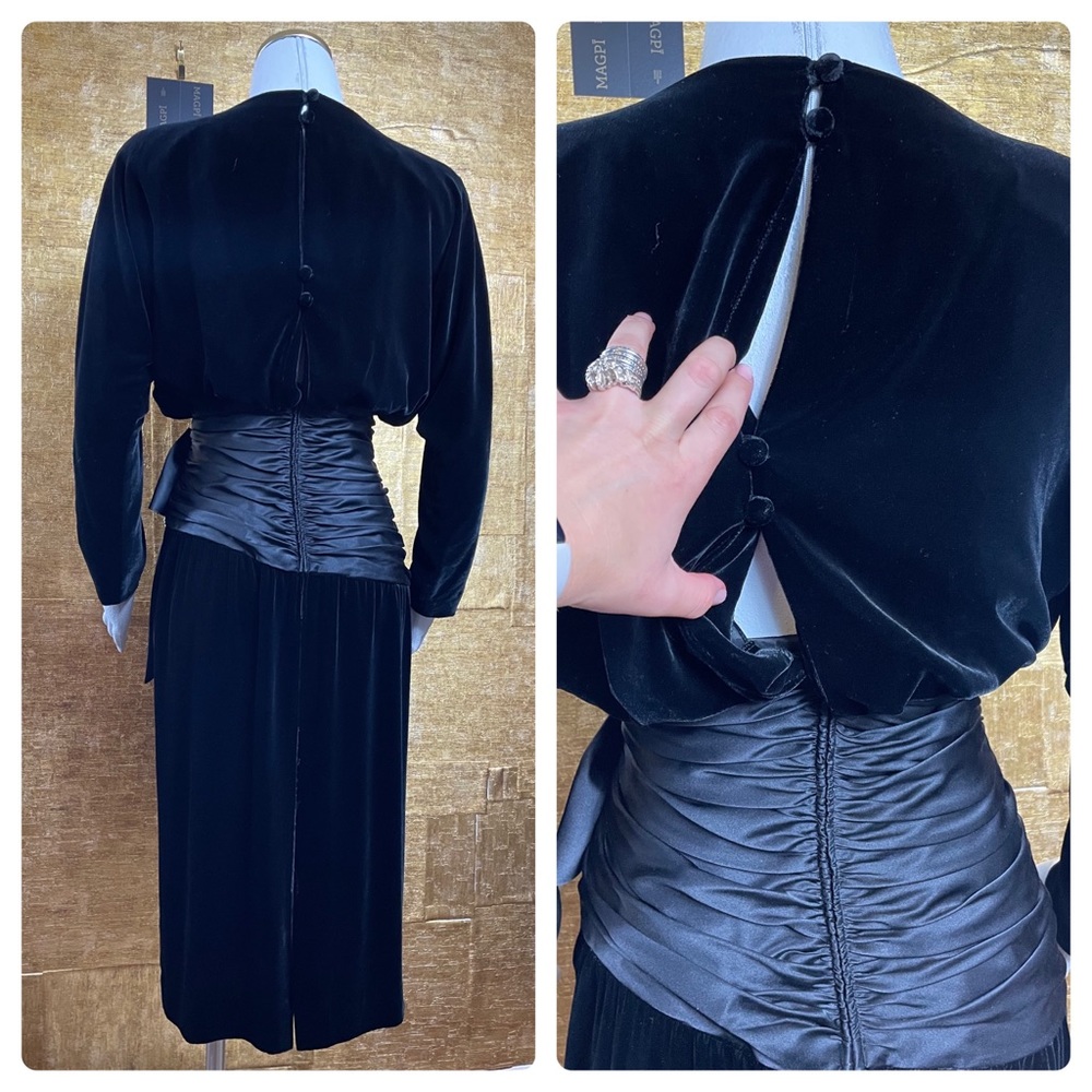 AJ BARI Vintage Velvet Blackout Silver Moon Dress - Picture 4 of 15